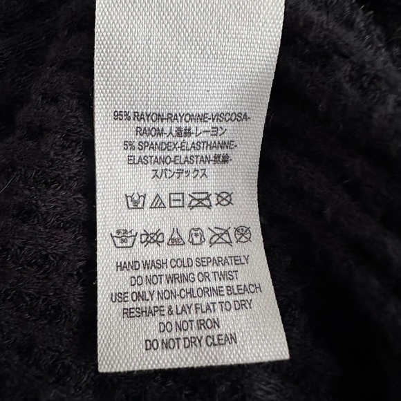 Free People Black Thermal Knit Cowl Neck Long Sleeve High Low Top Medium - Picture 5 of 5